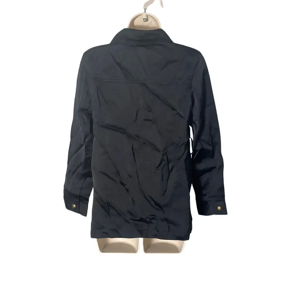 NWT Madewell Double Faced Satin‎ Button Front Safari Jacket Black NT126 Size XXS